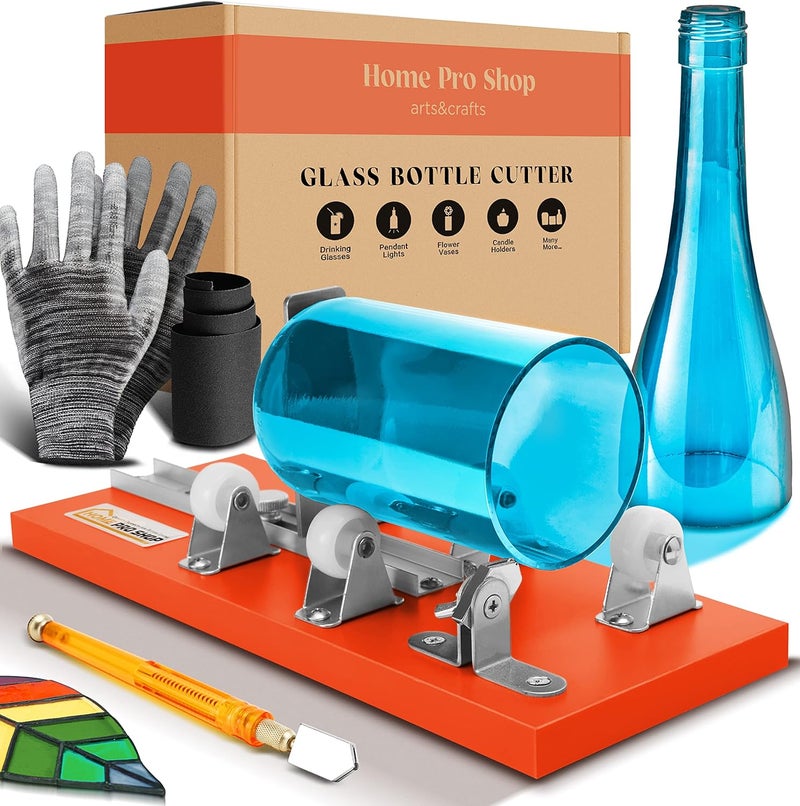 HPST Home Pro Shop Premium Glass Bottle Cutter Kit - DIY Glass Cutter for Bottles - Beer & Wine Bottle Cutter Tool with Safety Gloves & Accessories (All in One) - Image 1